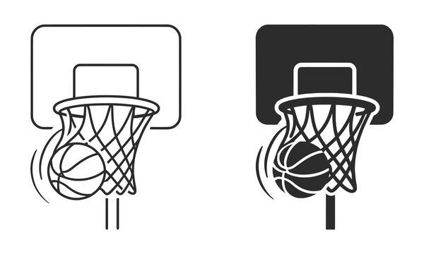 Basketball Hoop and Ball Vector Illustration Sports Game Goal Scoring Icon Set.