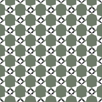 Gray Green Geometric Star Seamless Pattern