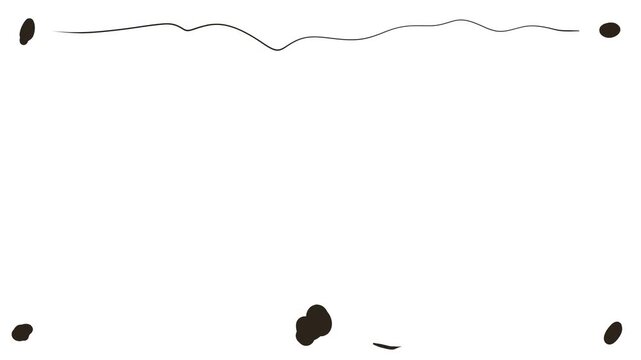 Dots or spots move around the corners. There's also a darting particle, like a microbe. And there's a line.