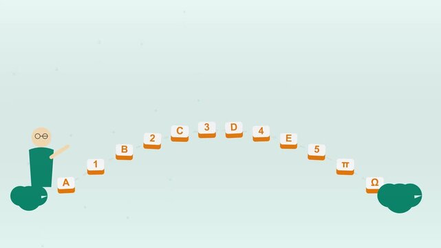 Interactive knowledge bridge animation with character learning concept