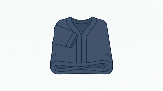 Folded dark blue thobe or traditional islamic robe isolated on light background for religious clothing and cultural fashion design