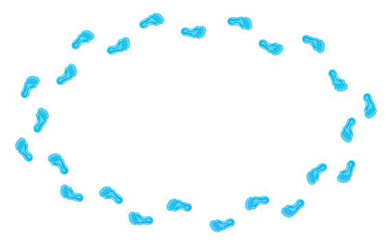 Round border frame created with blue slime footprints design
