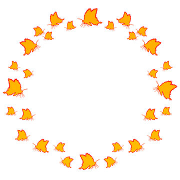 burning fire flame butterfly circle round frame border