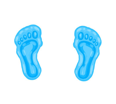 Creative design of blue slime footprints and gooey liquid tracks