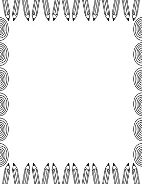 Minimalist pencil pattern border frame black and white for kids back to school 