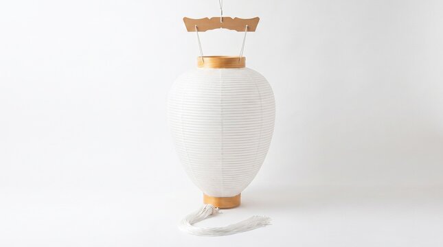 新盆に使用する白紋天の盆提灯 白背景