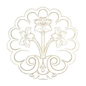 mucha nouveau flower lily gold