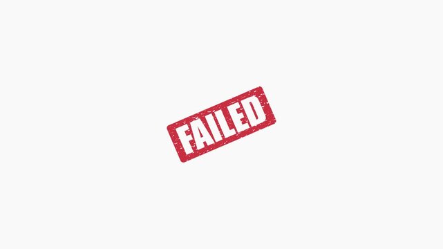 Red Failed Rubber Stamp Impression Moving Across White Background Seamless Loop Motion Graphics Video Animation