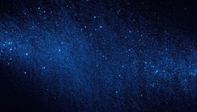 Blue starry particle nebula filling a dark cosmic background. Deep space stardust texture for astronomy banners, galaxy wallpaper and sci-fi universe design