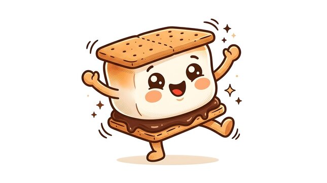 Happy smores vector mascot dancing with joy