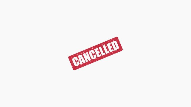 Red rubber stamp with the word CANCELLED isolated on a clean white background for business