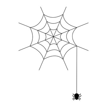 Spiderweb icon, black line; themes include Halloween, horror, scary, insects, and the eerie.