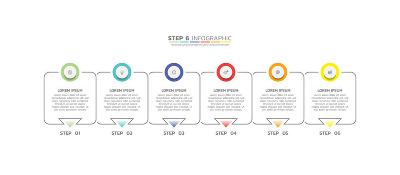 Presentation business abstract background infographic template colorful step 6