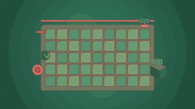 Abstract animated documentation coverage tiling drawn as green and teal lines and shapes on a deep dark background. Seamless looping 4K motion graphics video with free space for text, ideal for busine