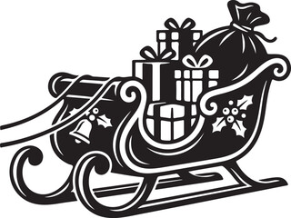 Fototapeta premium Santa Sleigh Vector Illustration Christmas Sleigh with Presents Silhouette Graphic Icon