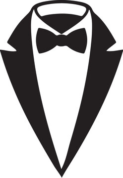 Tuxedo Vector Illustration Tuxedo Bow Tie Suit Line Art Formal Wear Silhouette Graphic Icon