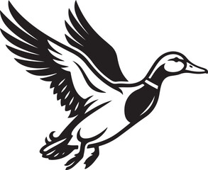 Fototapeta premium Flying Mallard Duck Vector Illustration Mallard Duck Line Art Waterfowl Silhouette Graphic Icon