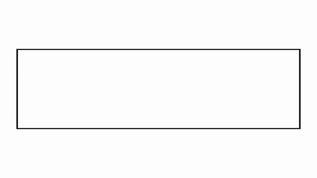 flat outline rectangle shape animation in transparent background, animated flat outline rectangle shape animation, white rectangle dashed line frame border animation on black background.