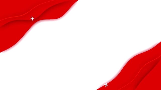 Red wave paper cut layers form an elegant modern border frame over a clean white background for presentation slides.