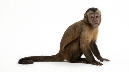 Fototapeta premium Capuchin monkey sitting isolated on a white background.