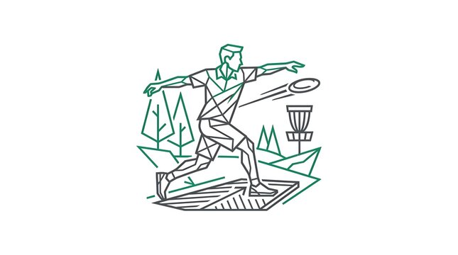 Professional disc golf vector illustration for athletic branding
