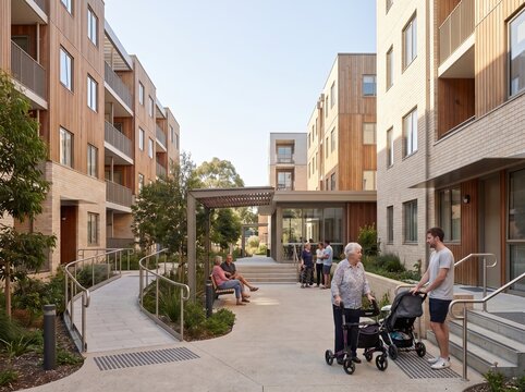 Accessible multigenerational cohousing community with inclusive design
