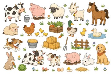 Obraz premium farm animals collection