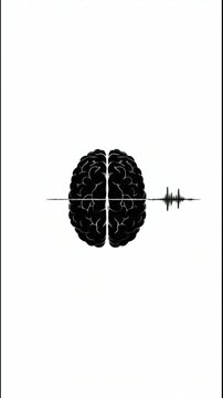 Minimalist Human Brain with Sound Wave Audio Frequency Vector Animation