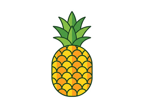 Fresh pineapple icon with green leaves and yellow textured body for healthy food designs organic product branding and tropical graphic concepts.