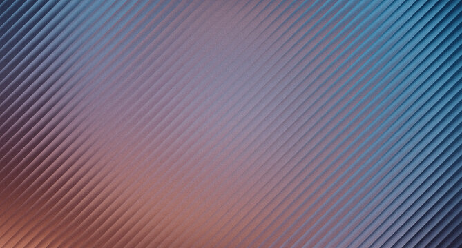 Abstract background, with diagonal parallel, lines, gradient transition, from soft orange, to cool blue, textured surface with, rhythmic ridges