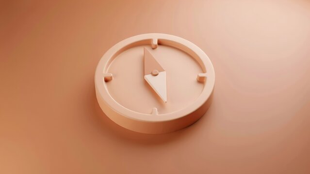 Soft neumorphic compass resting on a smooth gradient background with compass rotating arrow three dimensional white neumorphic gradient surface