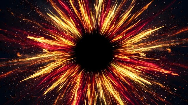 Abstract fiery explosion with dynamic energy burst effect