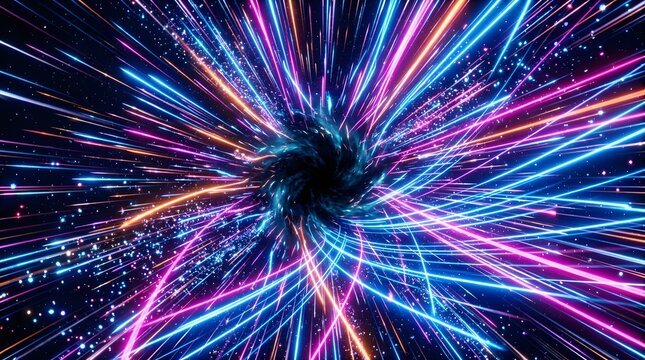 Vibrant abstract light trails creating a dynamic vortex effect
