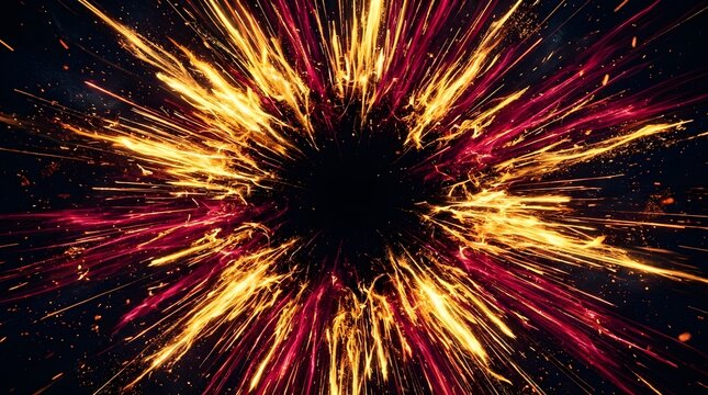 Dynamic explosion of colorful sparks on a dark background