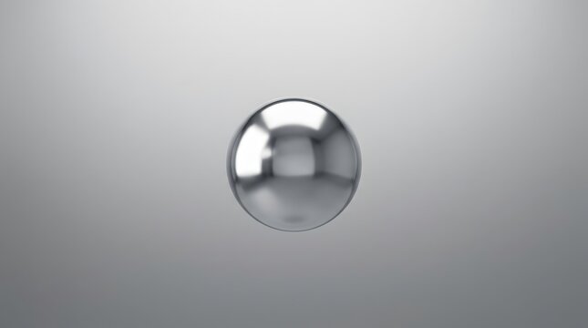 Minimalist metallic sphere floating on a gradient grey background