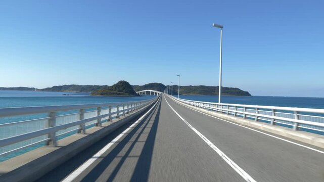 山口県下関市の名所『角島大橋』を通行する自動車の等倍速車載映像（対向車なし）
