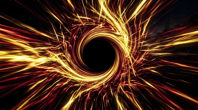 Abstract swirling vortex with glowing golden light trails