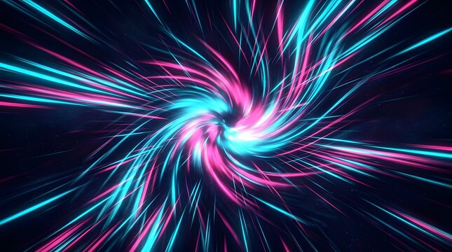 Abstract neon light swirl with futuristic glowing effect