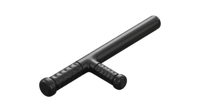 Black tonfa police baton on a transparent background