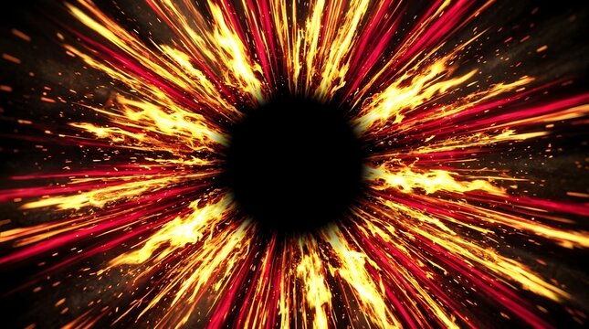 Dynamic fiery explosion with glowing radial energy burst effect