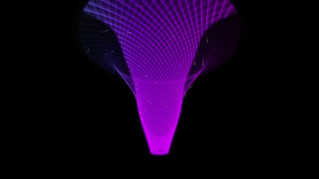 Abstract purple vortex funnel light tunnel motion background digital glowing energy stream