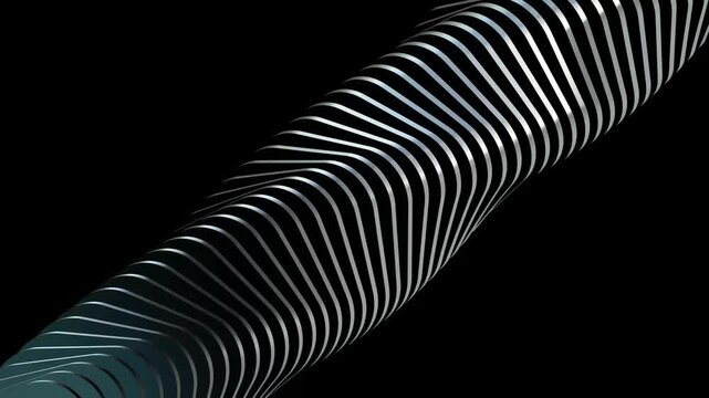 Abstract metallic spiral with sleek, curved lines on a dark background