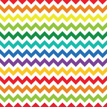 Vector colorful abstract chevron seamless pattern. Bright geometric horizontal zigzag background with repeat rainbow modern texture for trendy wrapping paper print, fashion fabric and decor
