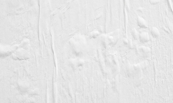 Blank White Glued Paper Texture, Wrinkled Street Poster Background, Subtle Urban Grunge Surface for Design Mockups