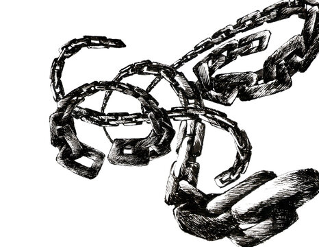 Hand drawn heavy metal iron shackles pattern illustration.