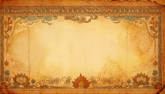 Ancient Himalayan decorative border background