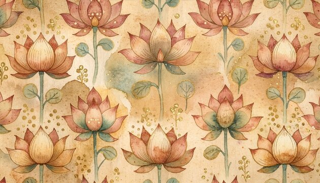 Vintage Nepal lotus pattern background