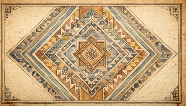 Traditional Himalayan geometric ornament background
