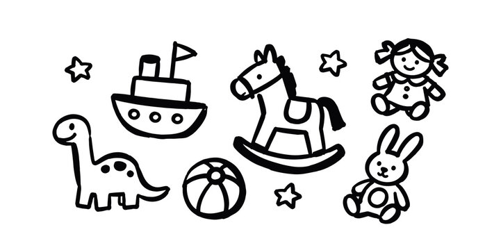 Kids Toys Hand Drawn Doodle Set