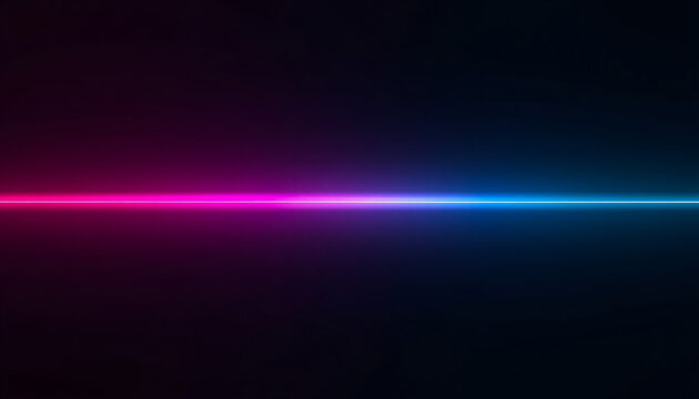 Abstract neon light line with pink and blue gradient glow on dark background